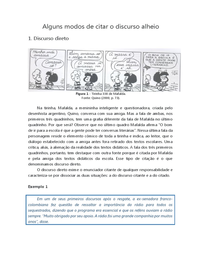 Modos de Citar o Discurso Alheio | PDF | Citação | Discurso