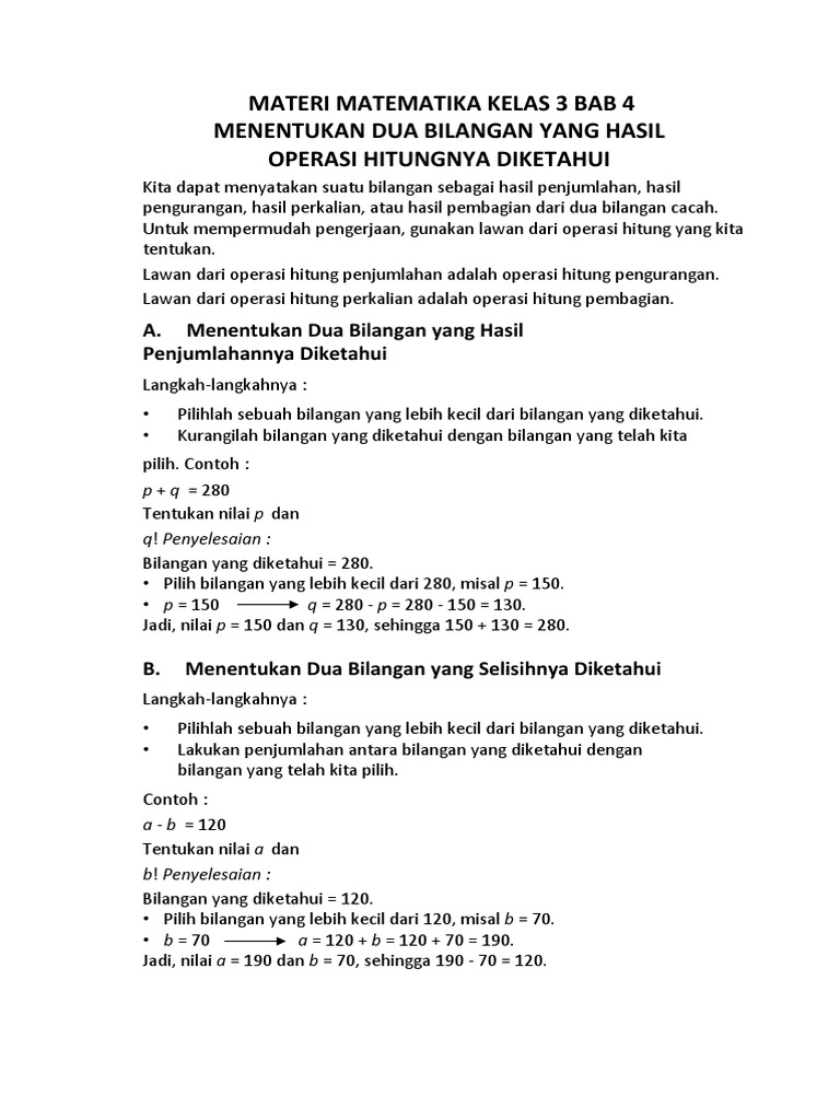 Materi Matematika Kelas 3 Bab 4 | PDF | Metode & Bahan Ajar
