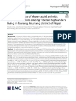 High Prevalence of Rheumatoid Arthritis and Its Risk Factors Among Tibetan Highlanders Living in Tsarang, Mustang District of Nepal