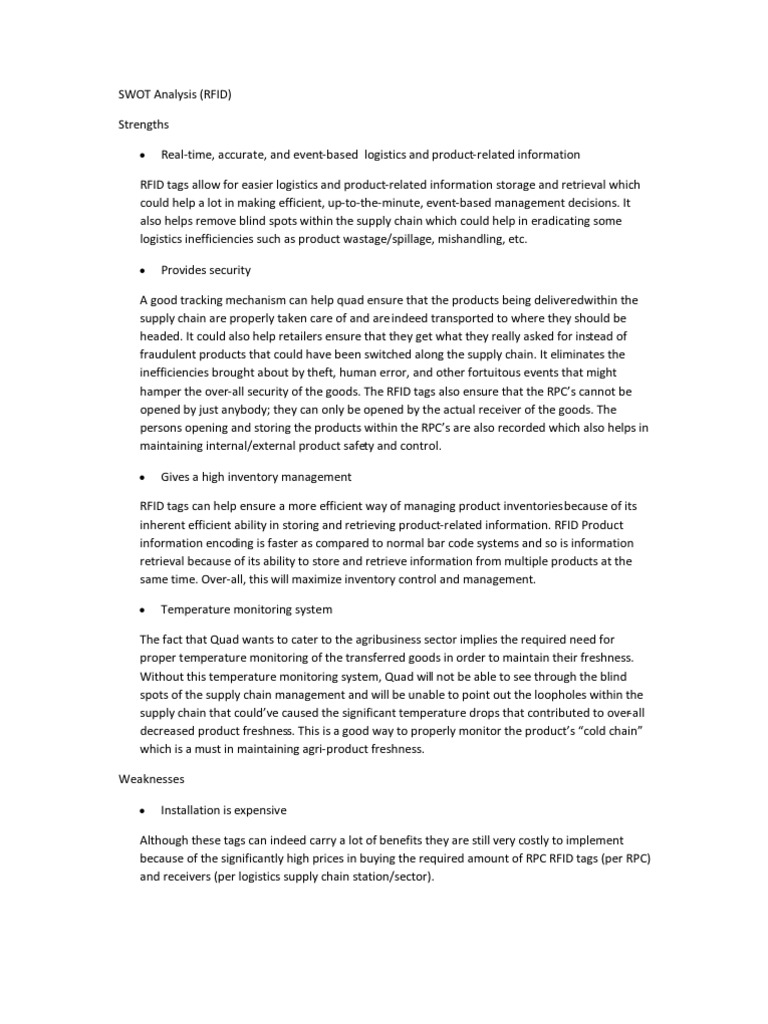 Case Exam - Savi RFID Swot Analysis | PDF | Technology & Engineering