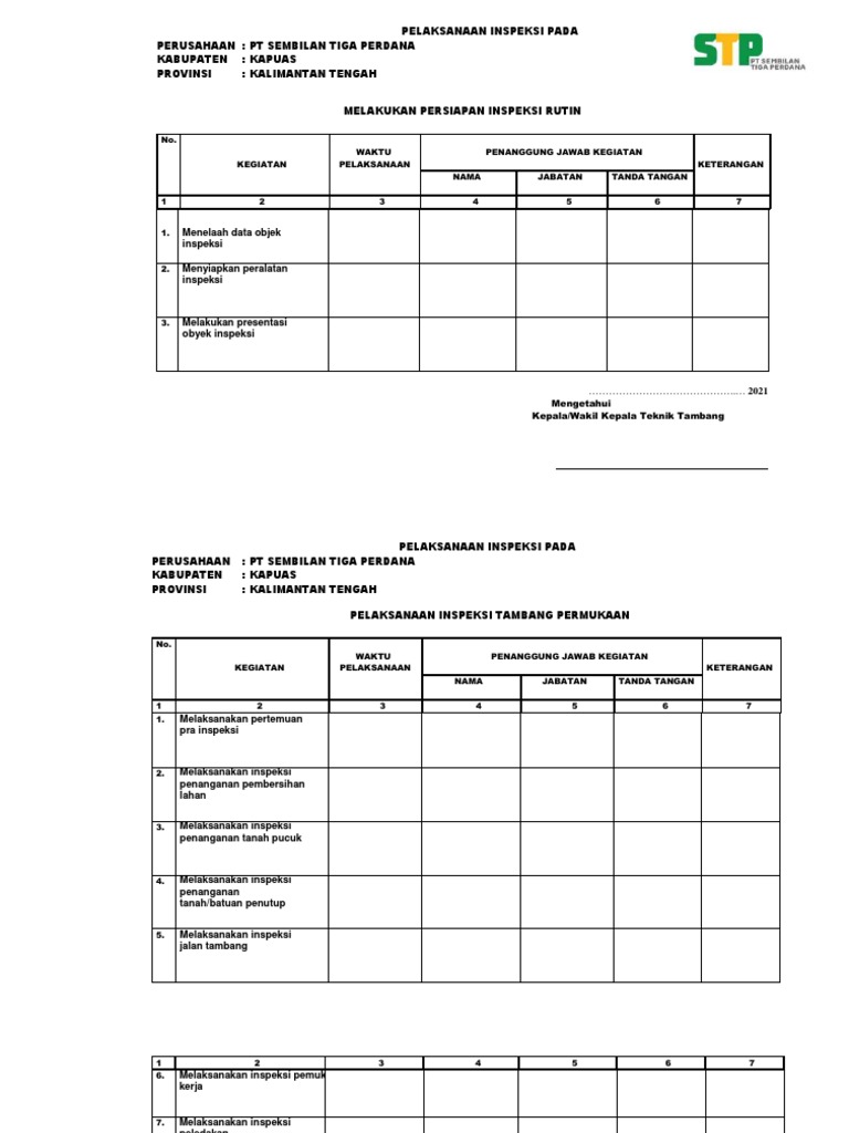 Inspeksi Rutin PT Sembilan Tiga Perdana | PDF | Komputer