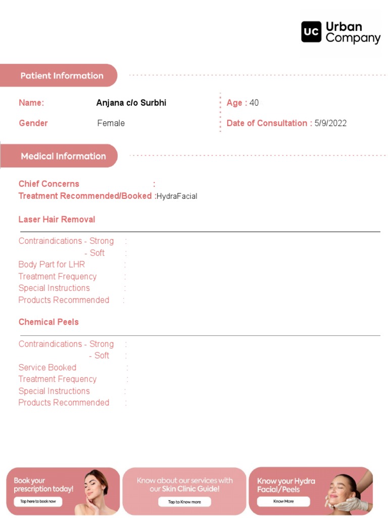 Skin Clinic Consultation Notes PDF