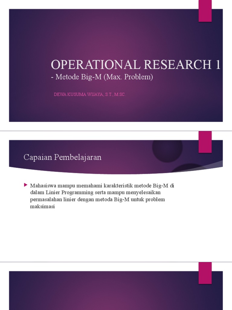 Metode Big-M dalam Pemrograman Linier | PDF