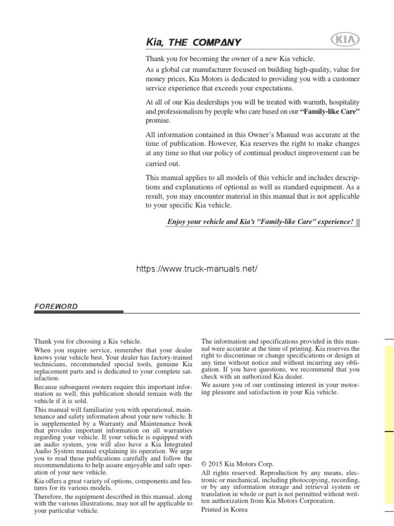 KIA K2500 Owner's Manual | PDF | Seat Belt | Traffic Collision