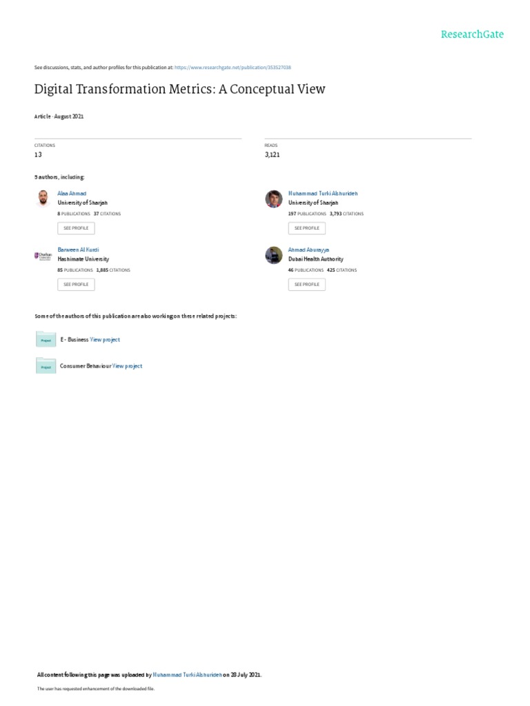 Digital Transformation Metrics A Conceptual View 1532 5806 | PDF ...
