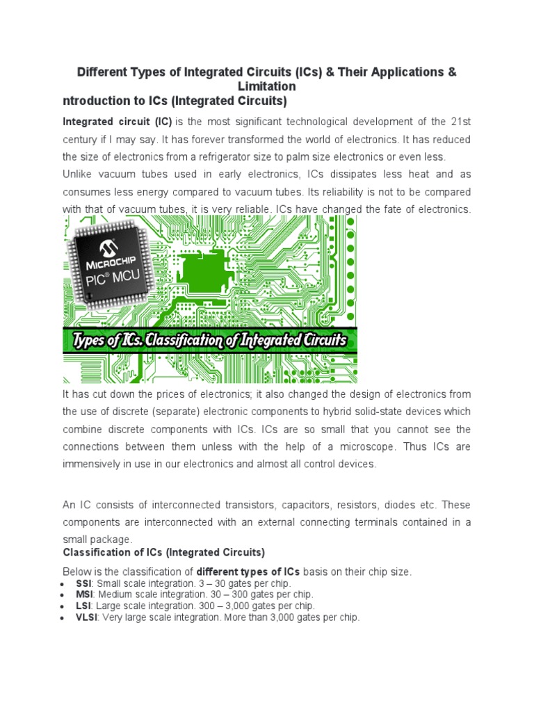 Different Types of Integrated Circuits | PDF | Integrated Circuit ...