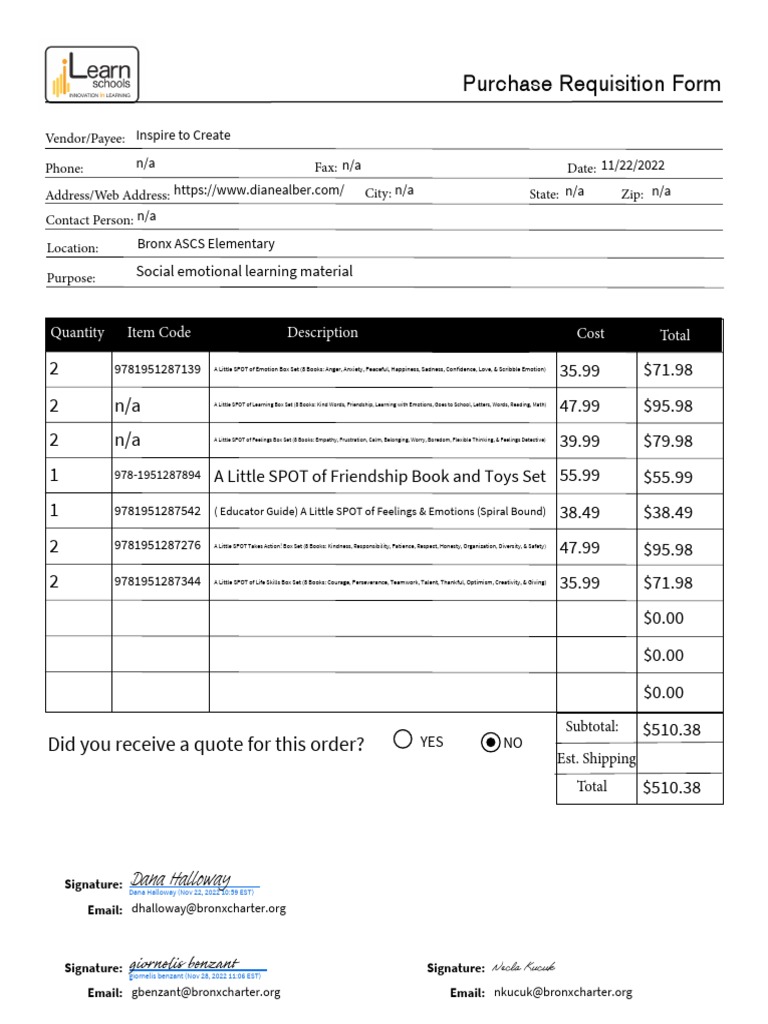 Book Purchase Requisition Form Part 1 - Signed 2 | PDF | Subjective ...