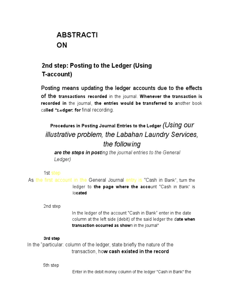 Abstracti ON: (Using Our Illustrative Problem, The Labahan Laundry ...