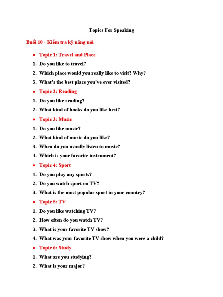 Engaging Speaking Topics for Practice | PDF | Career & Growth ...