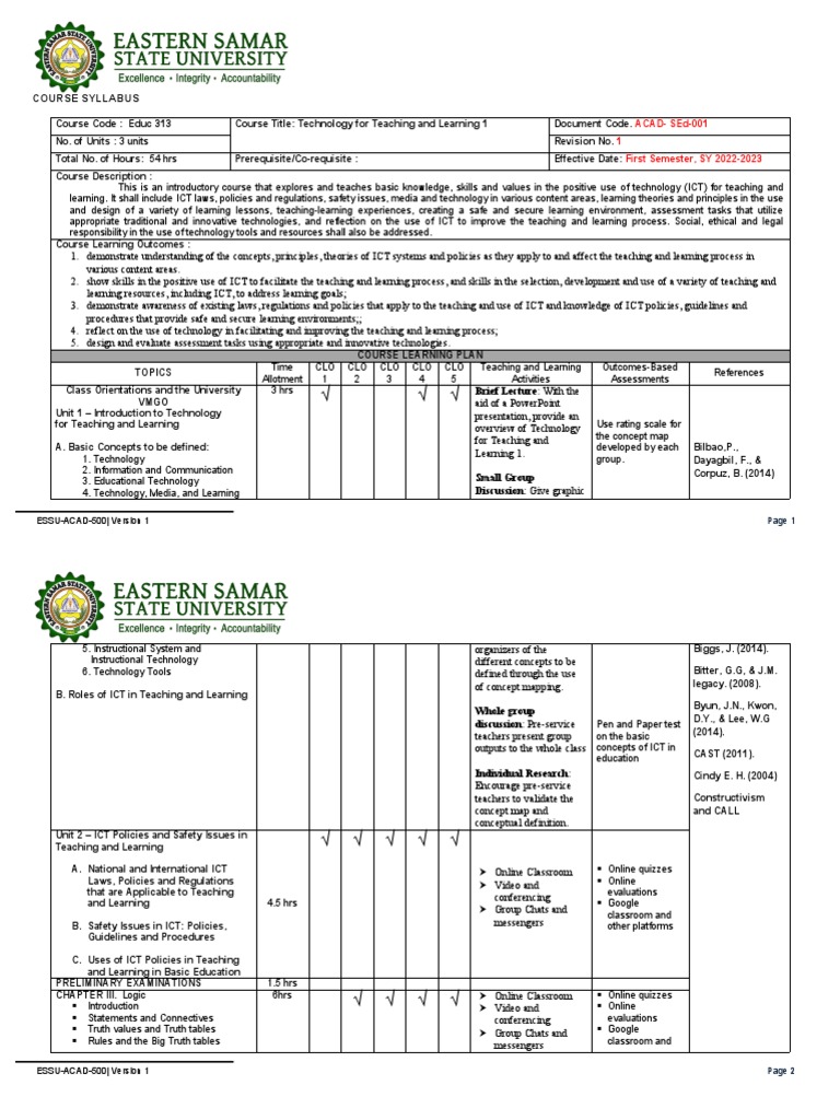 Technology For Teaching And Learning 1 Pdf Educational Technology
