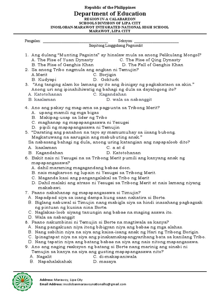 q2 Week 7 Munting Pagsinta 01 9 13 | PDF