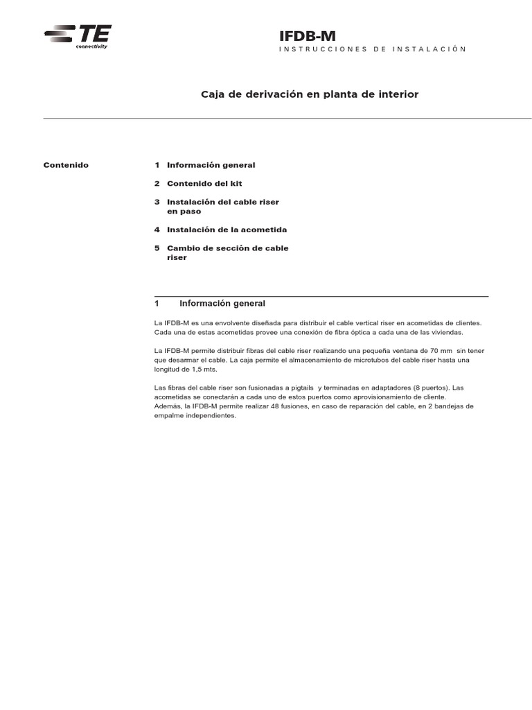 Instalación de IFDB-M para fibra óptica | PDF | Bienes manufacturados