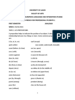French Prepositions: Key Terms and Examples from University of Lagos Department of European Languages Course
