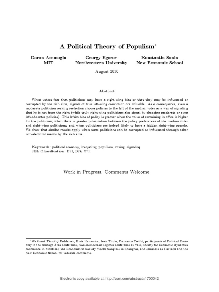A Political Theory of Populism | PDF