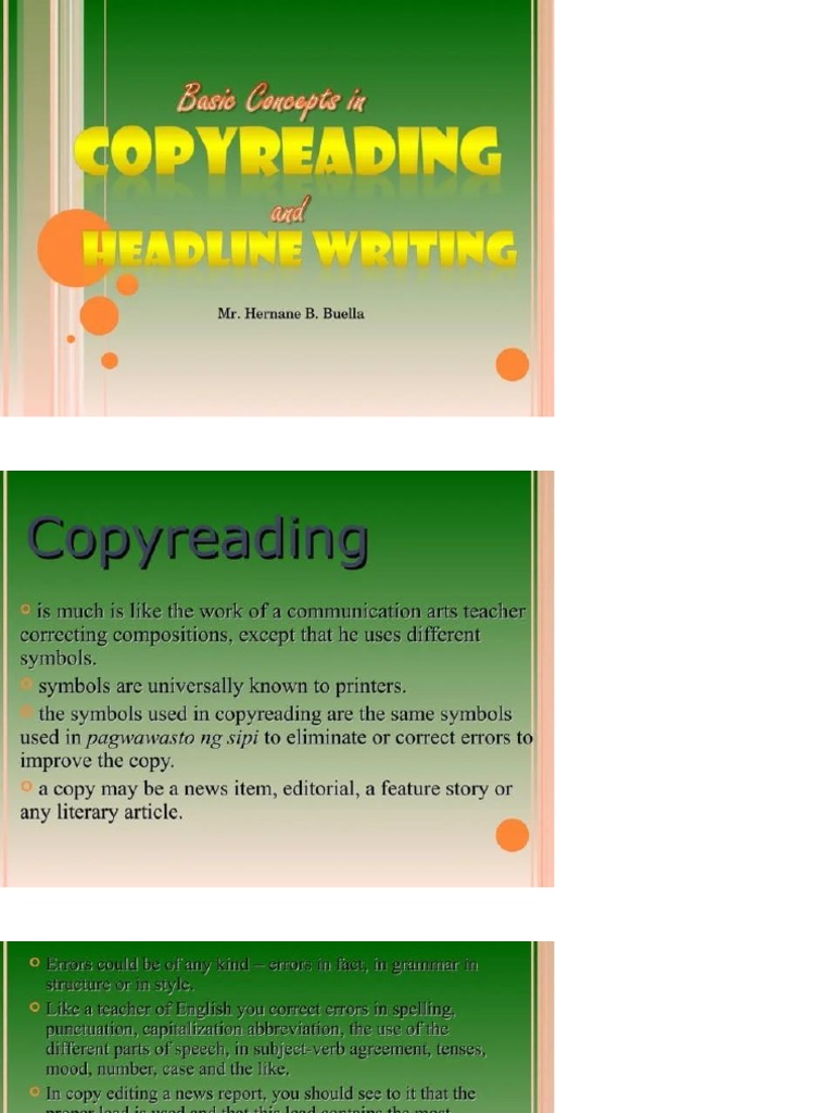 Copyreading and headline writing pdf