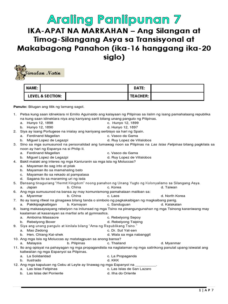 4th Quarter AP 7 | PDF