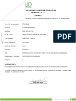 Certificado afiliación Coosalud EPS Santander