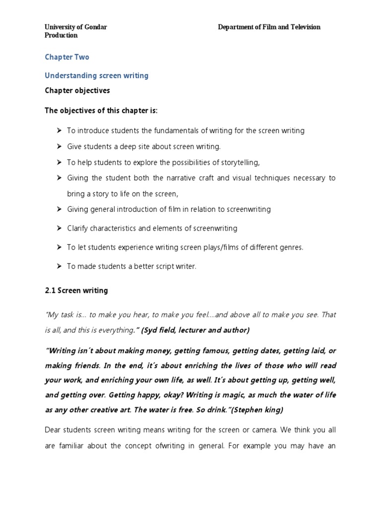 Understanding Screenwriting An Introduction to the Fundamentals of