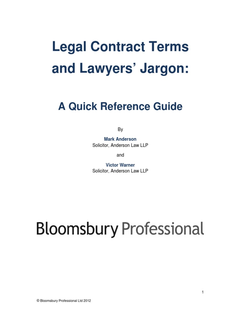 Legal Contract Terms And Lawyers Jargon Pdf License Law And Economics