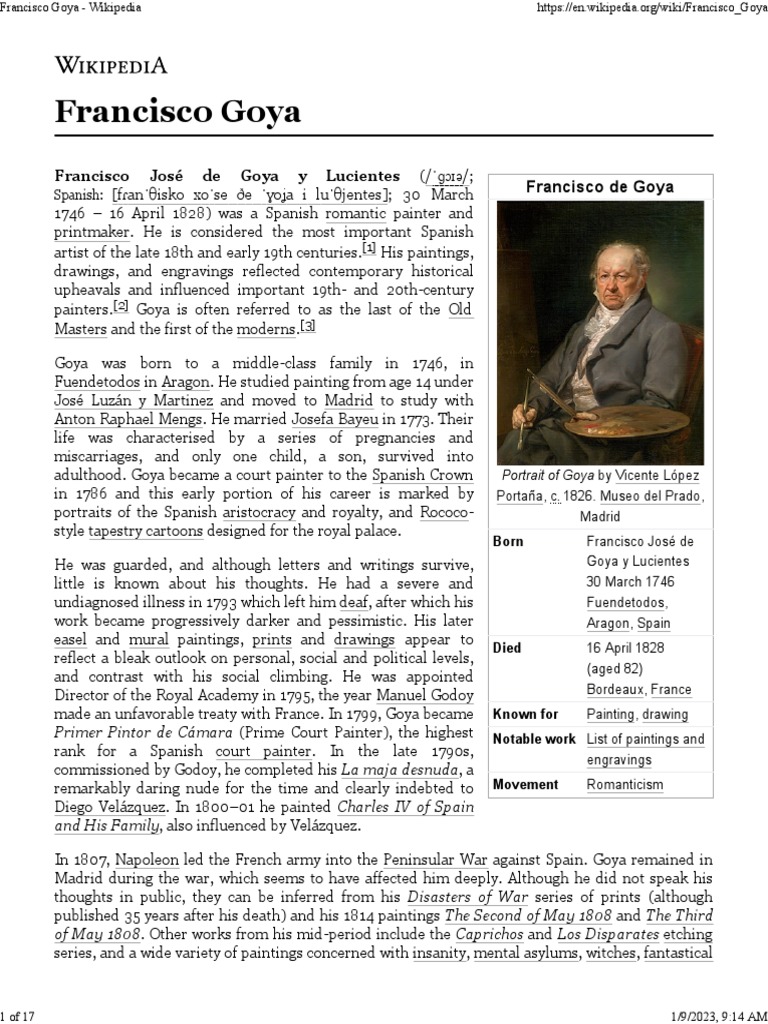 Francisco Goya Wikipedia Pdf Francisco Goya Paintings