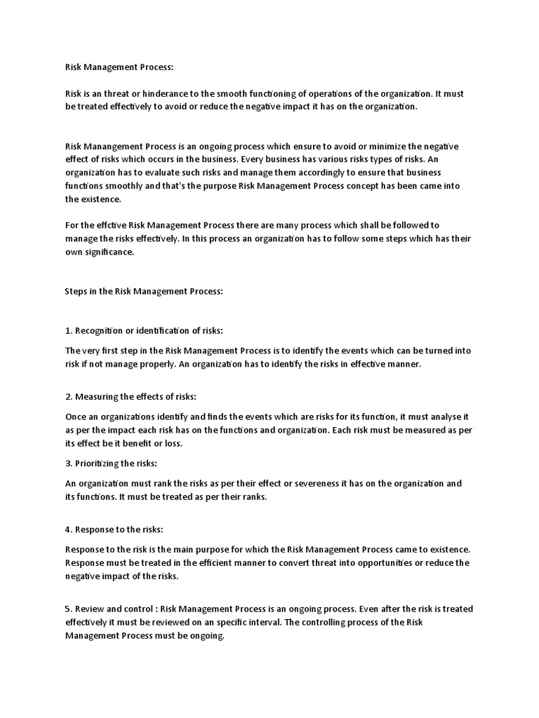 Risk Management Process | PDF