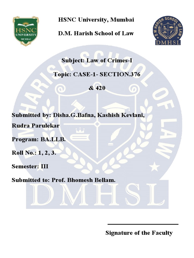 Legal Submission on IPC Sections 376 & 420 | PDF | Supreme Court Of The ...