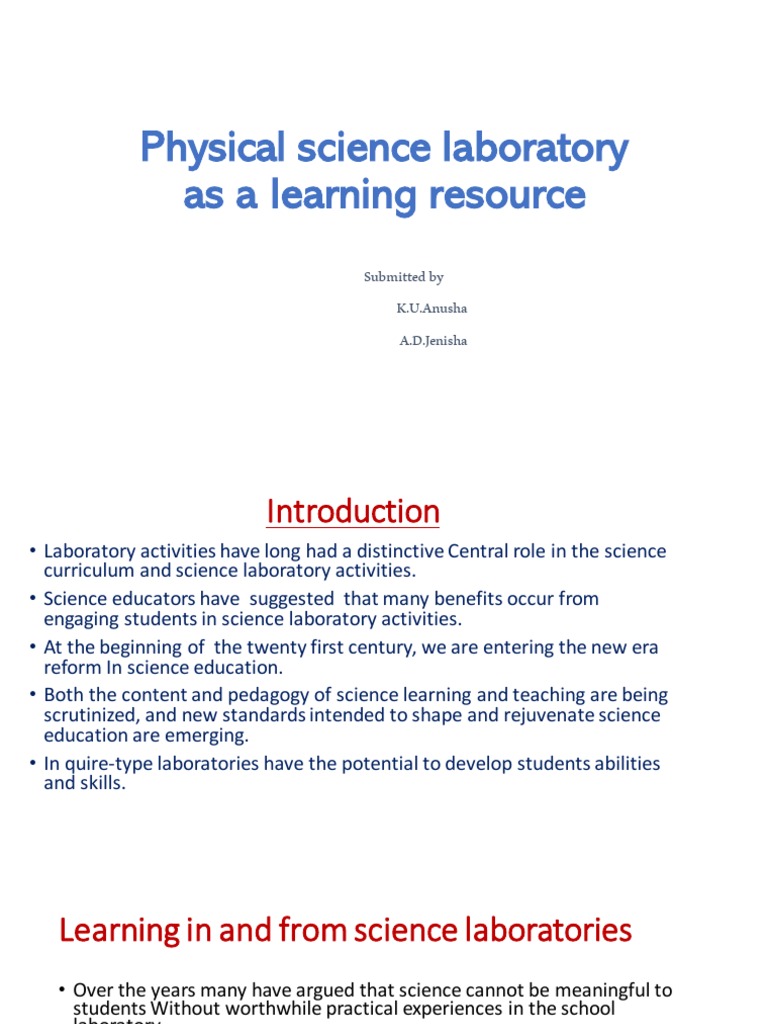 Physical Science Laboratory As A Learning Resource Download Free Pdf