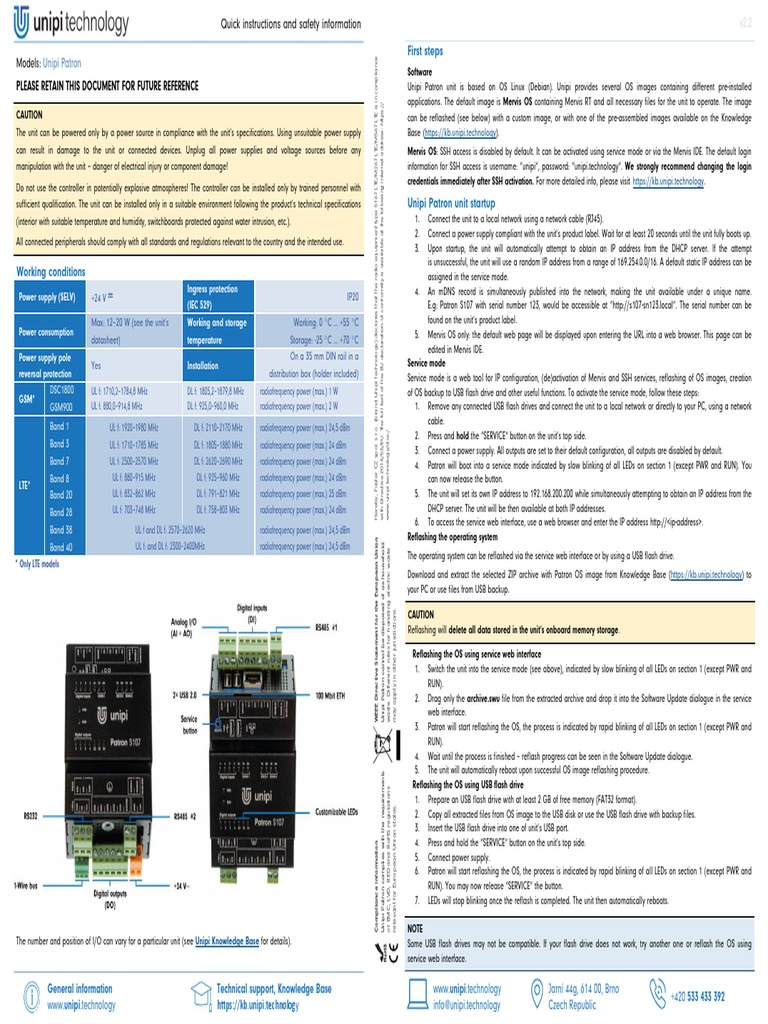 Jcltklkvji - Unipi Patron Quick Instructions and Safety Information en ...