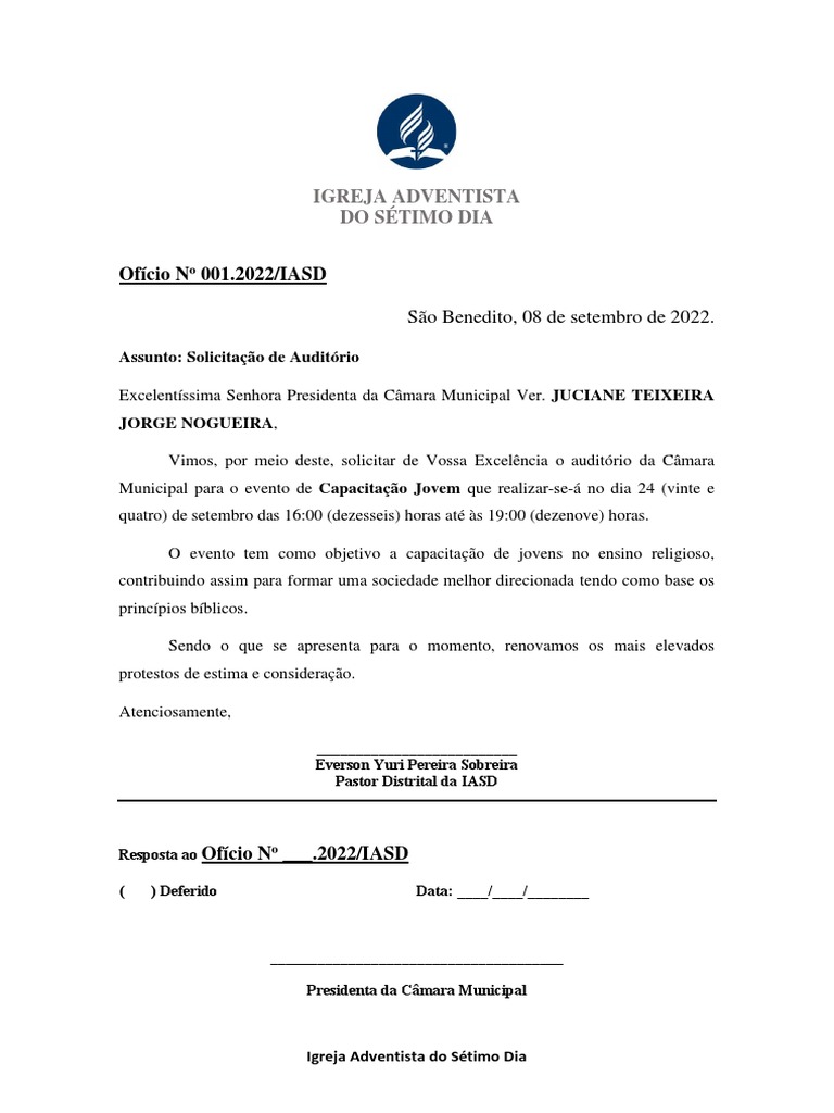 Solicitação de Auditório para Evento | PDF