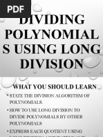 Dividing Polynomials Using Long Division