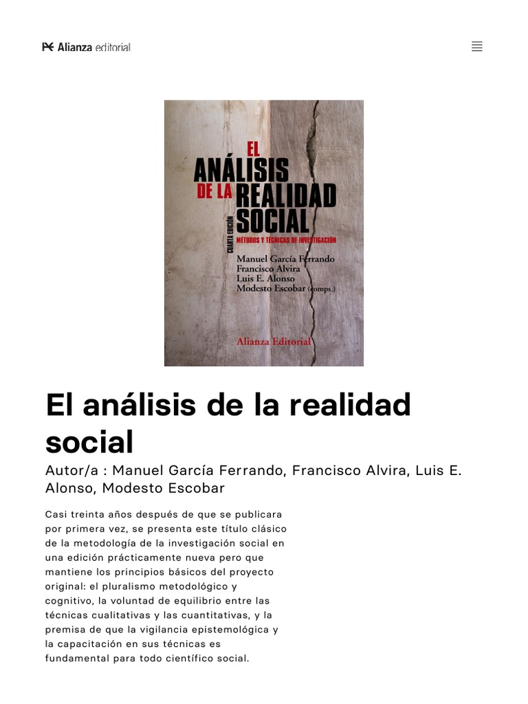 Análisis de la realidad social: Métodos y técnicas | PDF | Science
