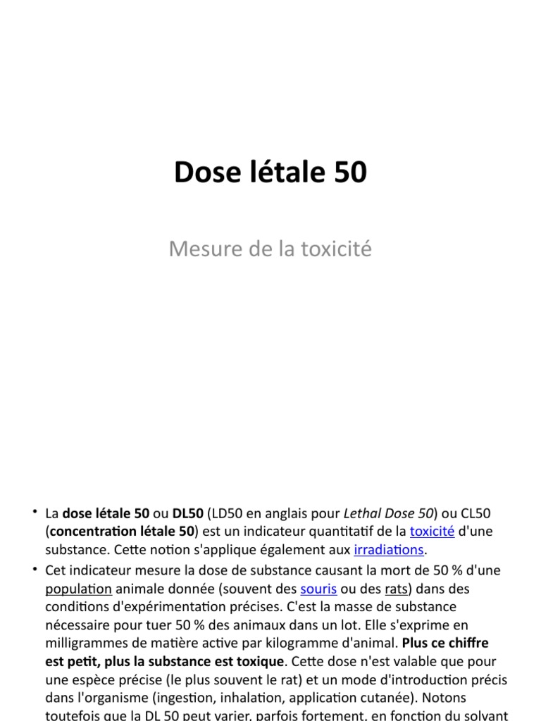 Dose Létale 50 | PDF | Toxicologie | Spécialités médicales
