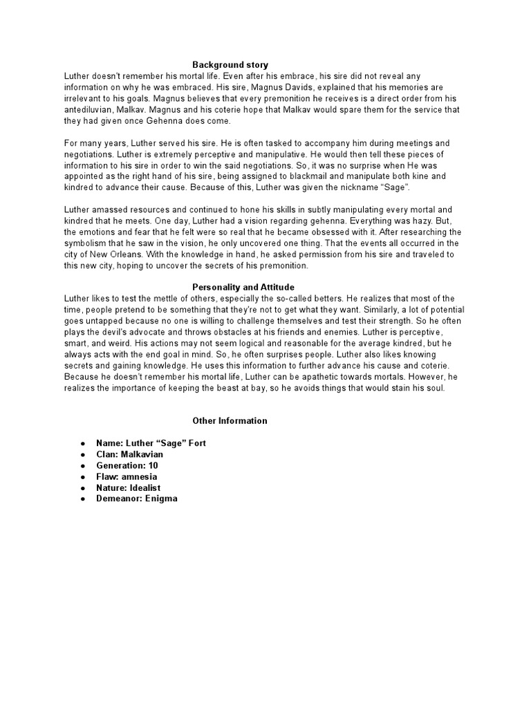 Moriarty Character Concept | PDF | Cognitive Science | Cognition