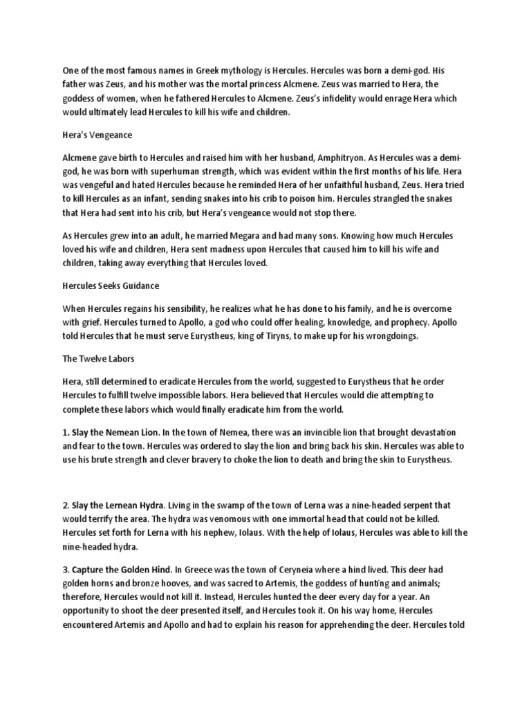 One of The Most Famous Names in Greek Mythology Is Hercules PDF
