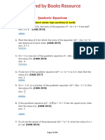 Quadratic Equations: Very Short Answer Type Questions (1 Mark) 1