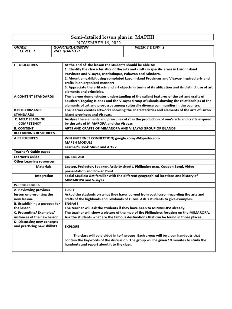 Lesson Plan RTS7 C o T1 Grade 7 | PDF | Power Station | Learning
