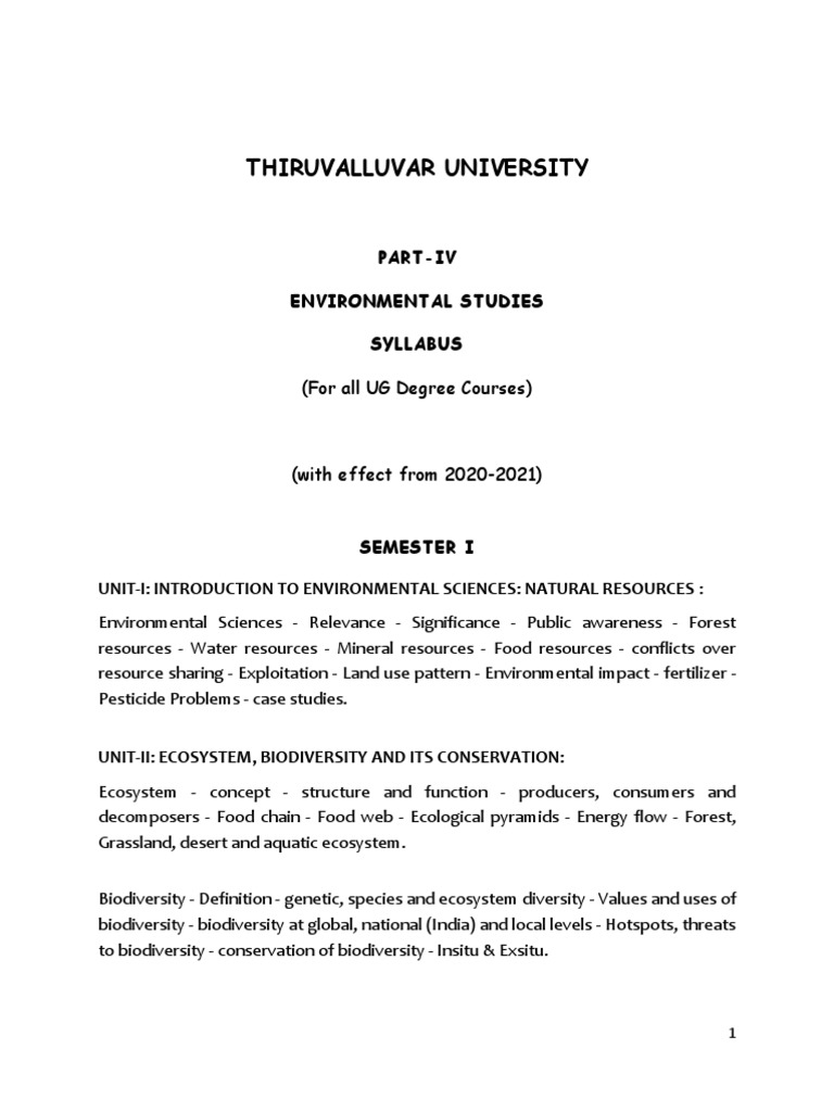 Environmental Studies Pdf Natural Environment Biodiversity