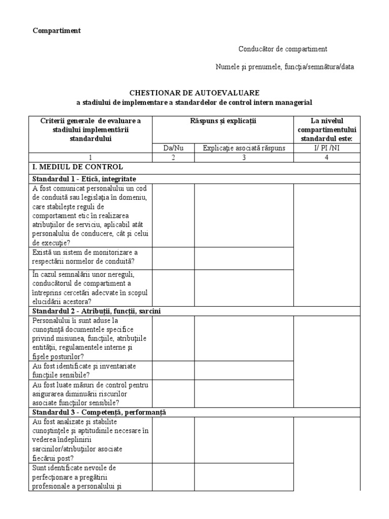 Chestionar de Autoevaluare II | PDF