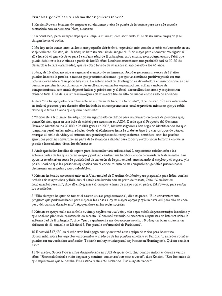 Pruebas genéticas y su impacto emocional | PDF | Cáncer | Secuenciación ...