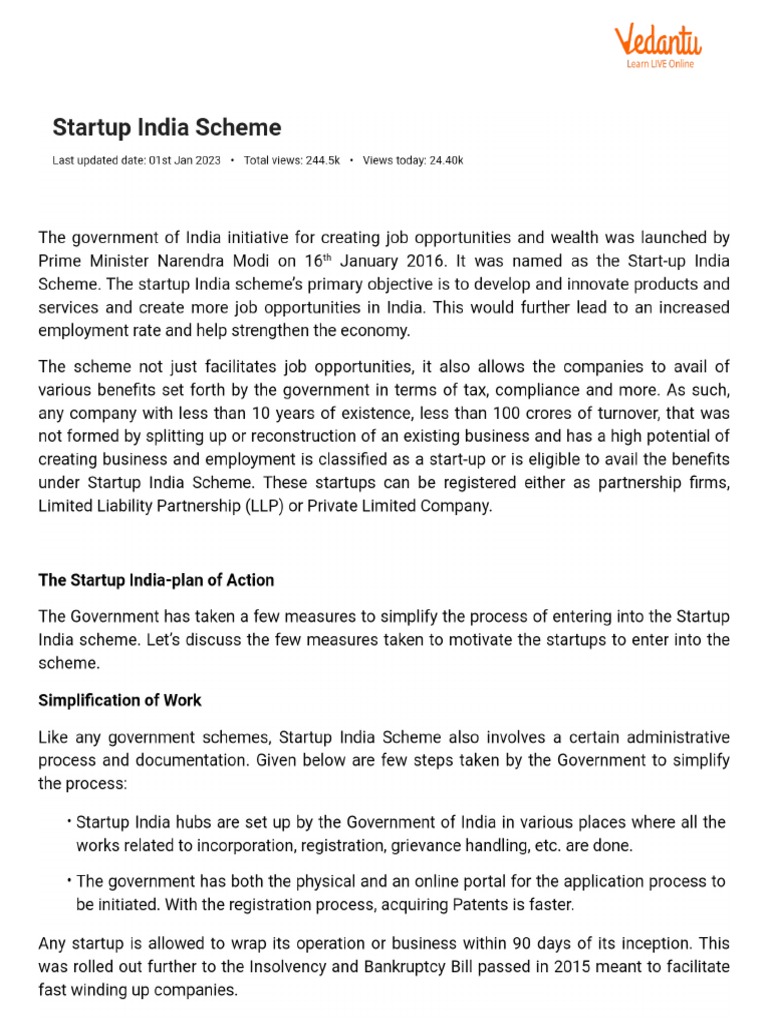 Startup India Scheme | PDF