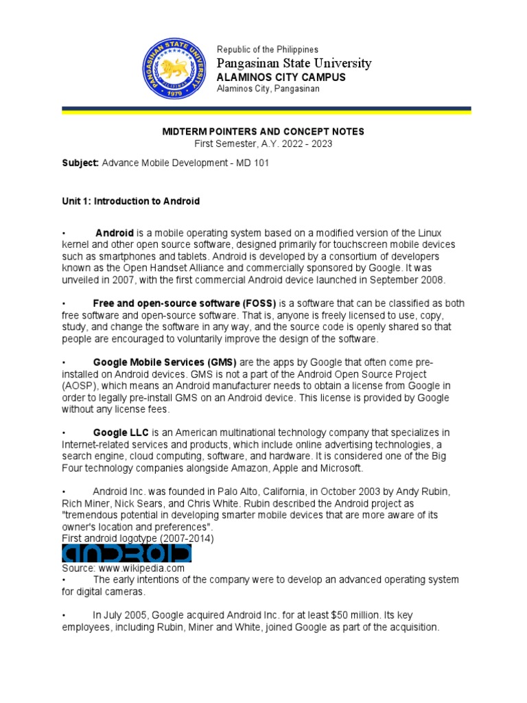 Android Development Concepts and Notes | PDF | Android (Operating ...