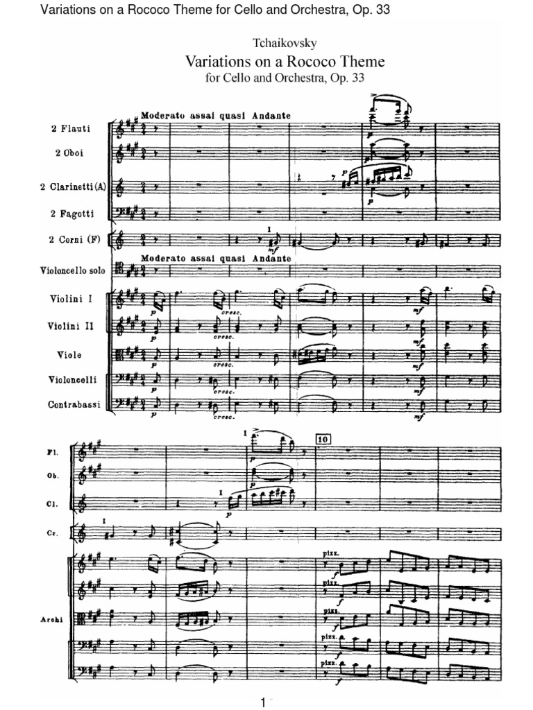 Variations On A Rococo Theme, Op. 33 | PDF | Variation (Music ...