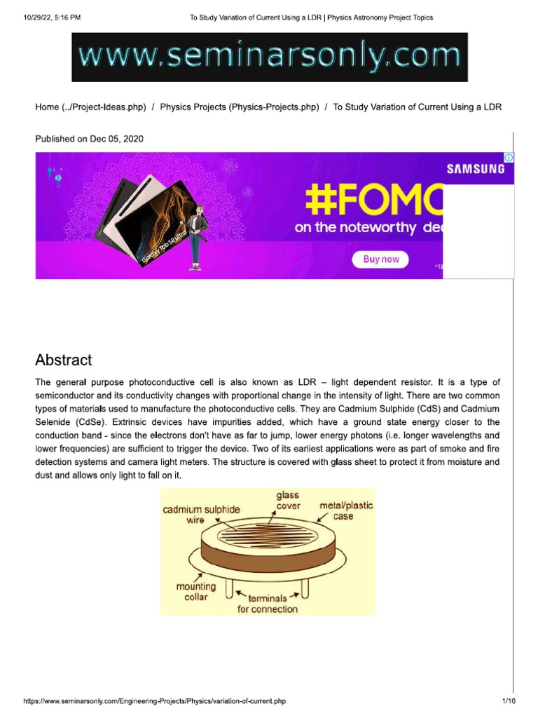 LDR Project XII Physics Investigatory Project 2 | PDF 