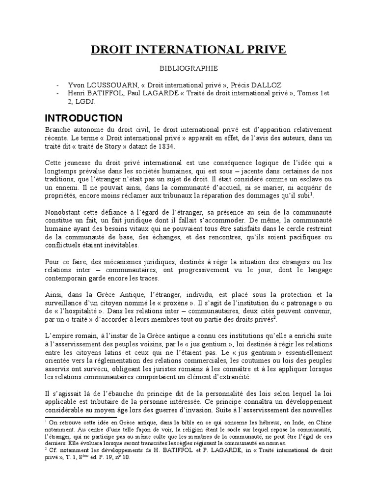 volution du Droit International Priv | PDF | Nationalit | tat