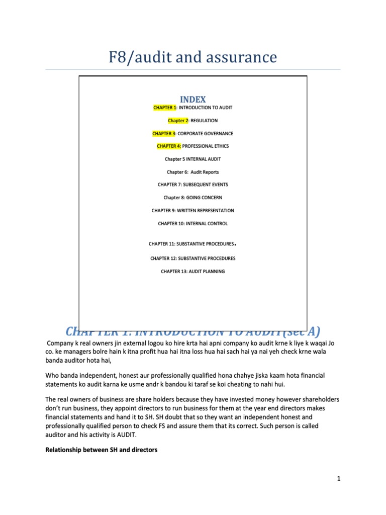 F8 Notes Ahmed Shafi | Download Free PDF | Audit | Internal Audit