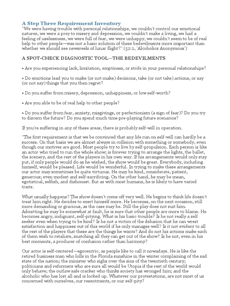 Step 03 Step Three Requirement Inventory PDF Psychology