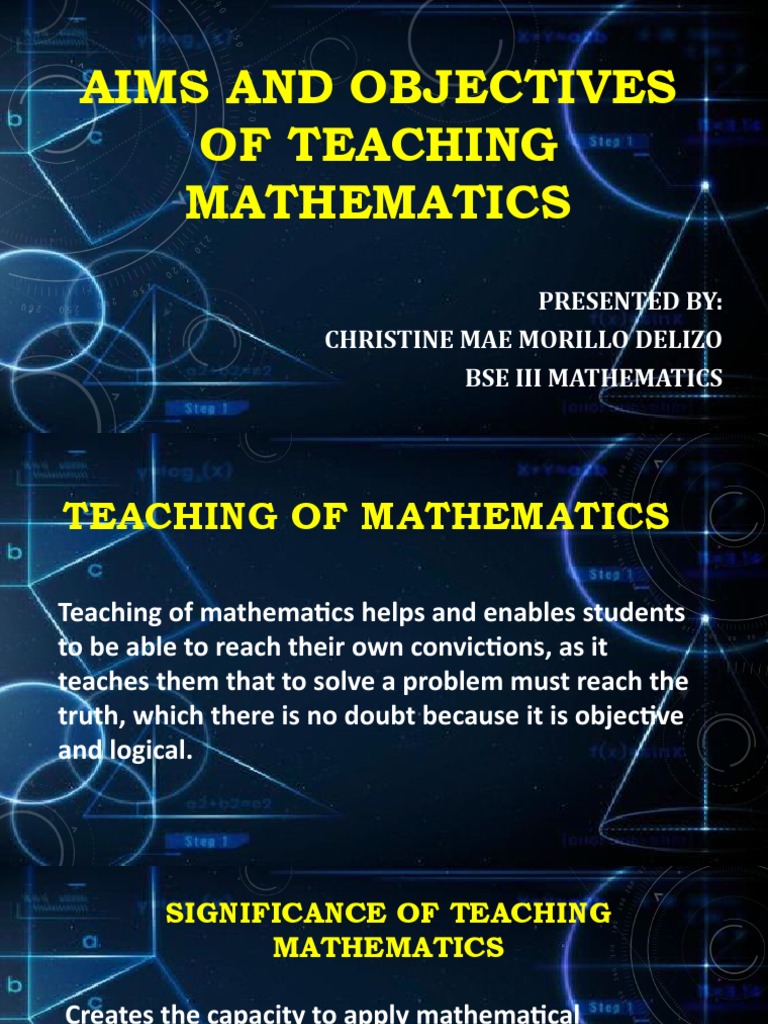 Aims and Objectives PDF Teaching Mathematics Reason
