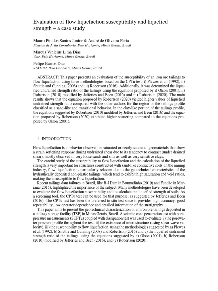 TMW22 - Evaluation of Flow Liquefaction Susceptibility and Liquefied ...