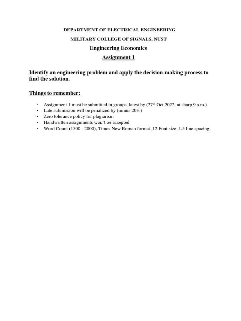 Assignment 1 Engineering Economics | PDF | Art | Computers