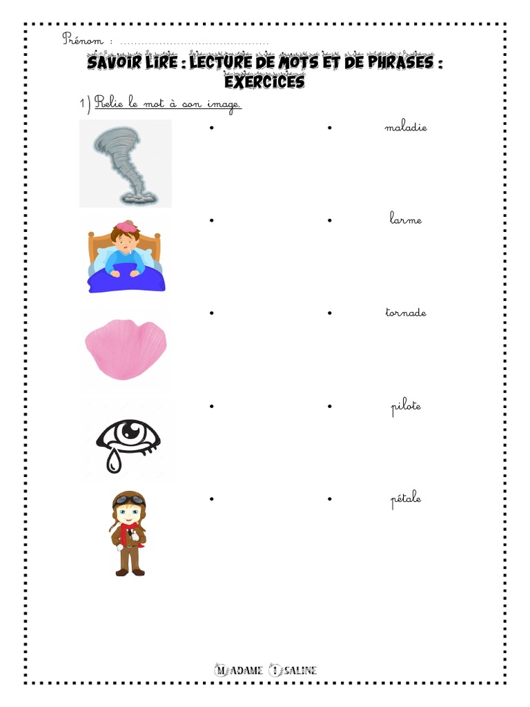 Exercice de lecture : mots et phrases | PDF